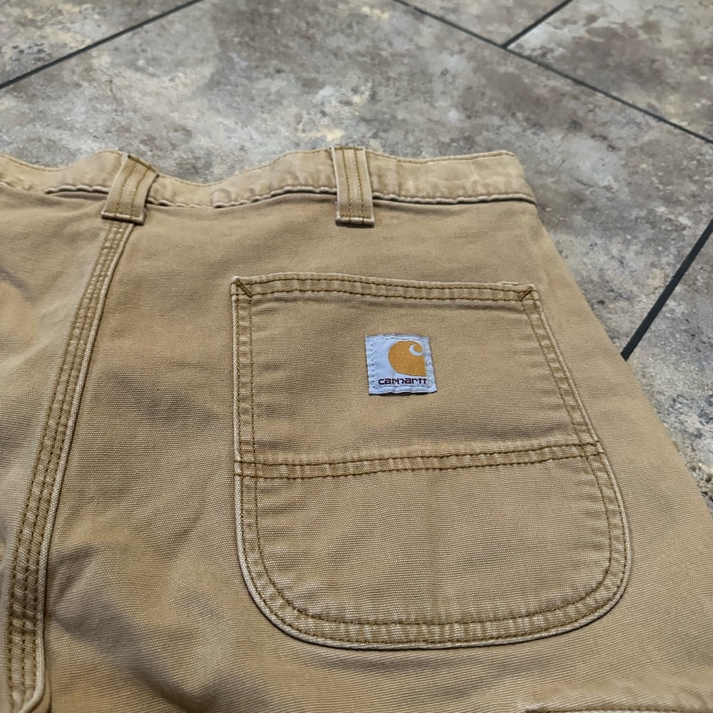 Vintage Carhartt Carpenter Shorts 36x9 Grey Canvas Relaxed Fit Dungarees 90s